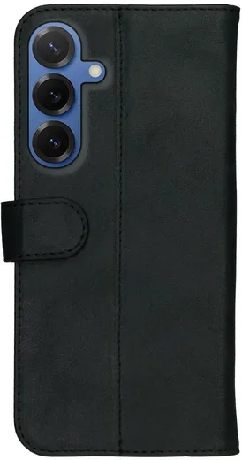Rosso Deluxe Samsung Galaxy S25 Hoesje Echt Leer Book Case Zwart afbeelding 2