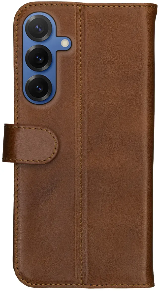 Rosso Deluxe Samsung Galaxy S25 Hoesje Echt Leer Book Case Bruin afbeelding 2