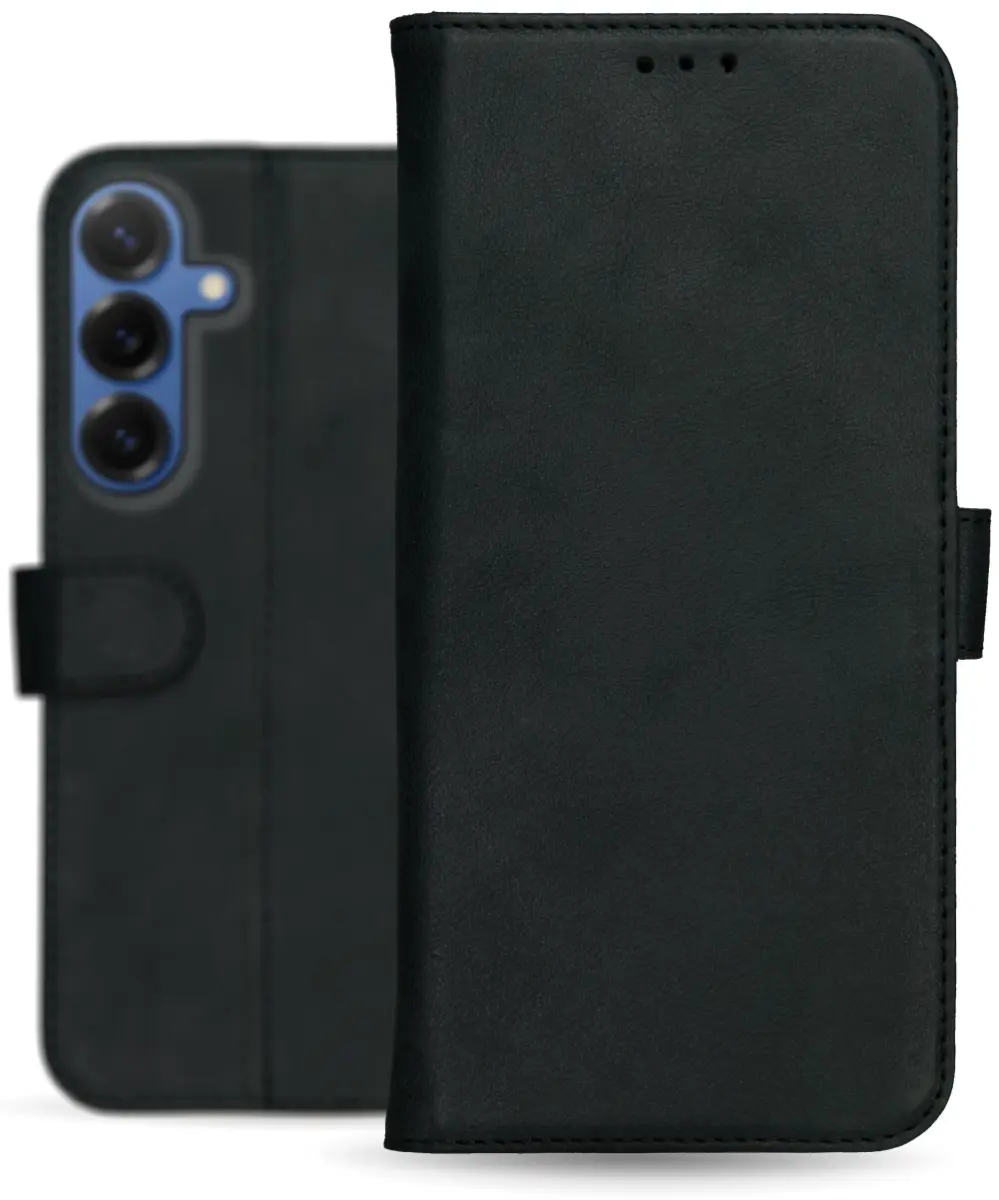 Rosso Deluxe Samsung Galaxy S25 Plus Hoesje Echt Leer Book Case Zwart afbeelding 8