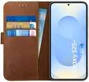Rosso Deluxe Samsung Galaxy S25 Plus Hoesje Echt Leer Book Case Bruin