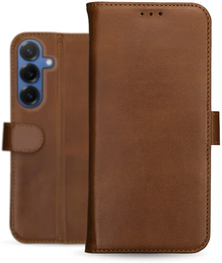 Rosso Deluxe Samsung Galaxy S25 Plus Hoesje Echt Leer Book Case Bruin afbeelding 7