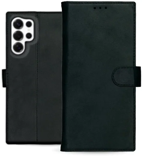 Rosso Deluxe Samsung Galaxy S25 Ultra Hoesje Echt Leer Book Case Zwart afbeelding 10