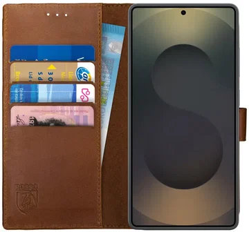 Rosso Deluxe Samsung Galaxy S25 Ultra Hoesje Echt Leer Book Case Bruin