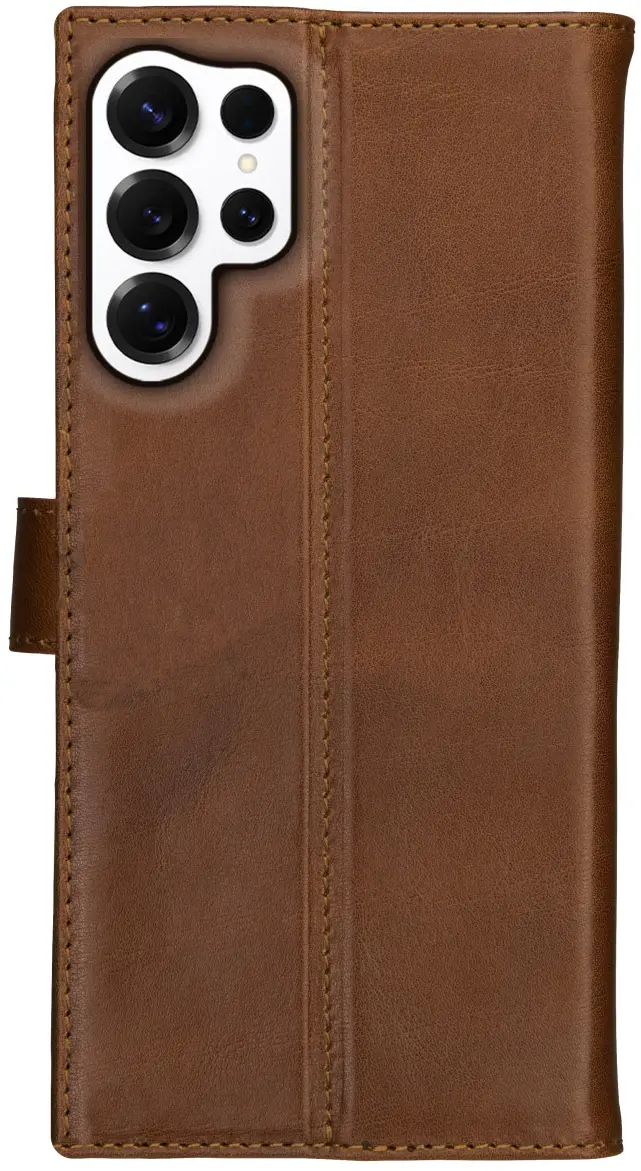 Rosso Deluxe Samsung Galaxy S25 Ultra Hoesje Echt Leer Book Case Bruin afbeelding 10