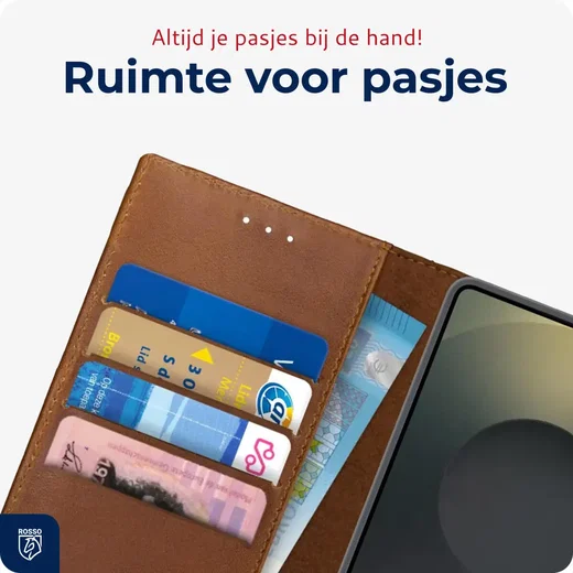 Rosso Deluxe Samsung Galaxy S25 Ultra Hoesje Echt Leer Book Case Bruin afbeelding 5