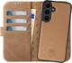 Rosso Elite Samsung Galaxy S25 Hoesje met MagSafe Book Case Echt Leer Lichtbruin