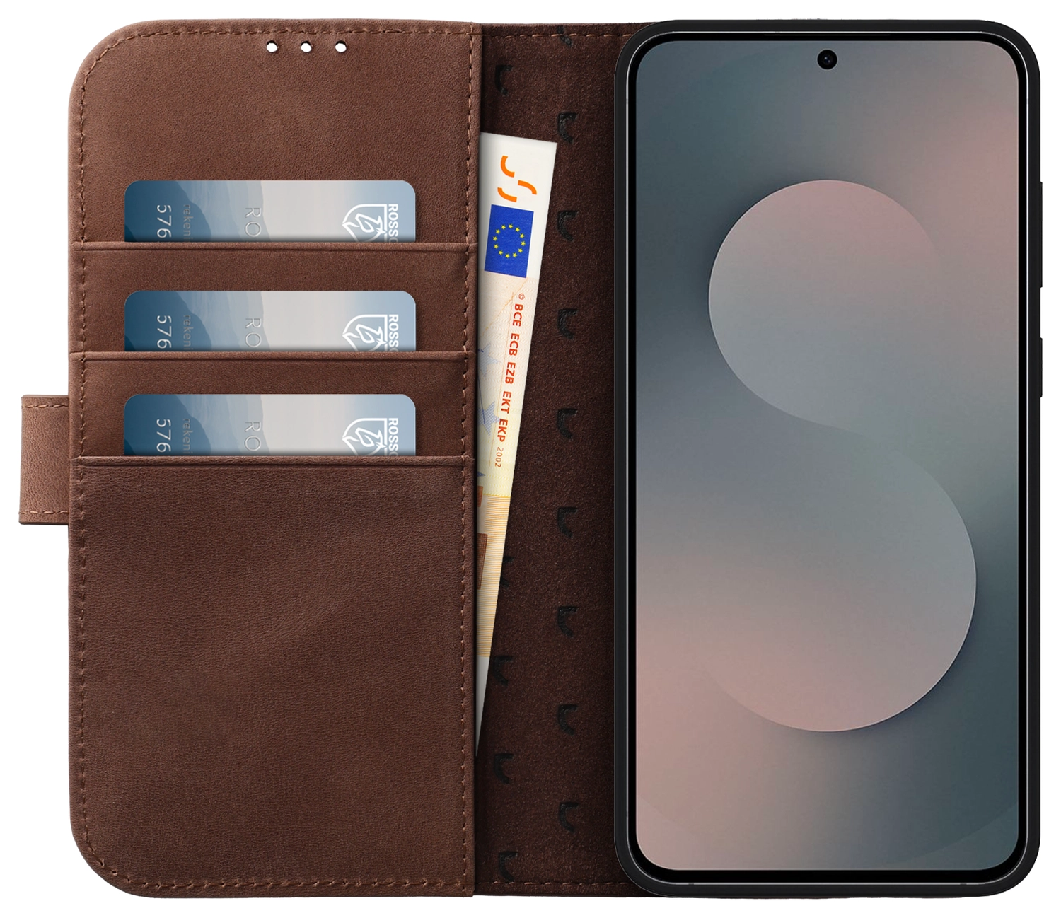 Rosso Elite Samsung Galaxy S25 Hoesje met MagSafe Book Case Echt Leer Bruin afbeelding 2