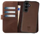 Rosso Elite Samsung Galaxy S25 Hoesje met MagSafe Book Case Echt Leer Bruin