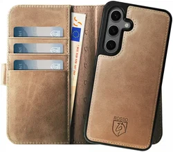 Rosso Elite Samsung Galaxy S25 Plus Hoesje MagSafe Book Case Leer Lichtbruin afbeelding