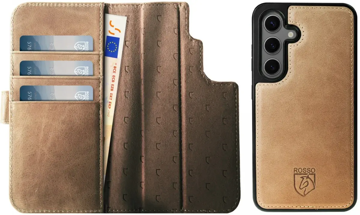 Rosso Elite Samsung Galaxy S25 Plus Hoesje MagSafe Book Case Leer Lichtbruin afbeelding 11