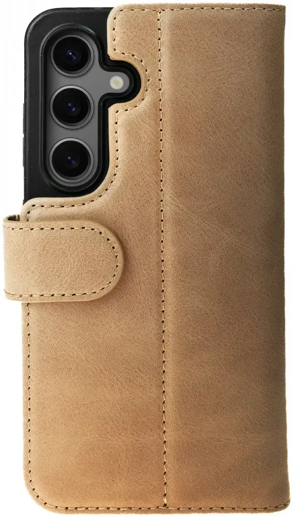 Rosso Elite Samsung Galaxy S25 Plus Hoesje MagSafe Book Case Leer Lichtbruin afbeelding 2