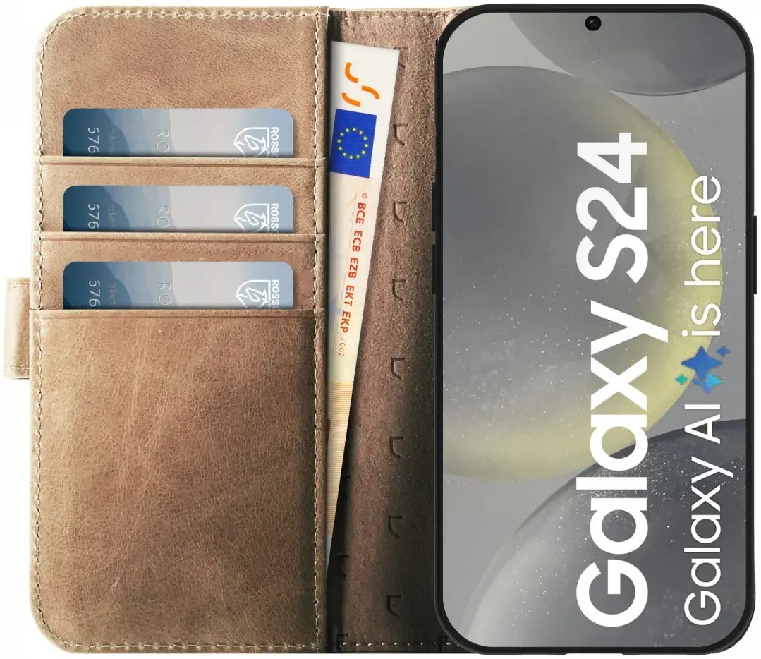 Rosso Elite Samsung Galaxy S25 Plus Hoesje MagSafe Book Case Leer Lichtbruin afbeelding 4