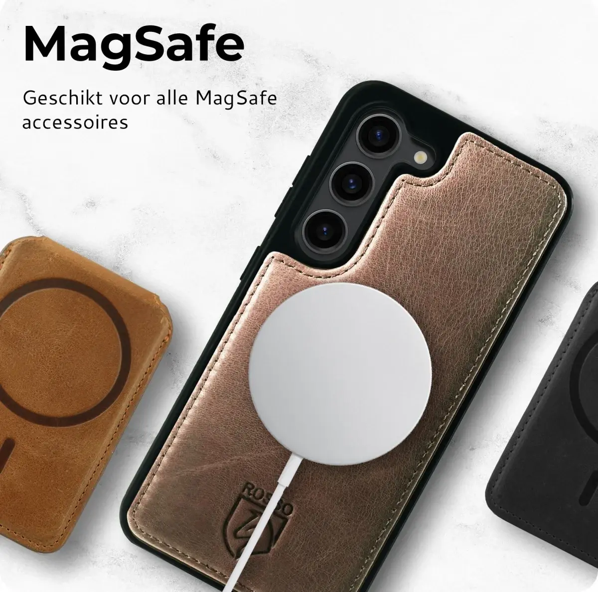 Rosso Elite Samsung Galaxy S25 Plus Hoesje MagSafe Book Case Leer Bruin afbeelding 5