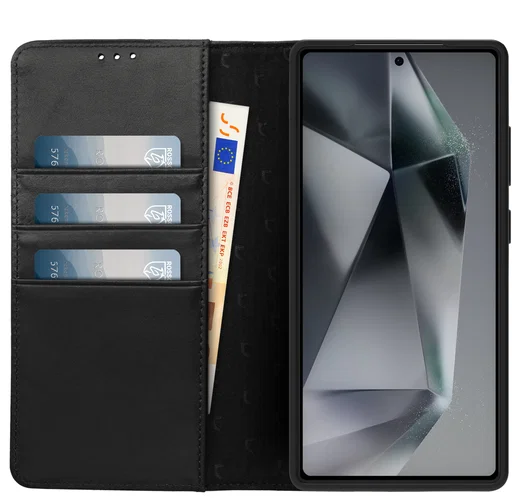 Rosso Elite Samsung Galaxy S25 Ultra Hoesje MagSafe Book Case Leer Zwart afbeelding 2