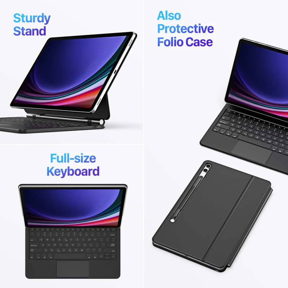 Dux Ducis Samsung Galaxy Tab S10 Plus Hoes Bluetooth Toetsenbord Zwart afbeelding 4