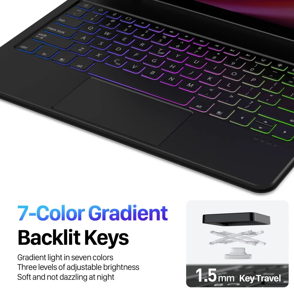 Dux Ducis Samsung Galaxy Tab S10 Plus Hoes Bluetooth Toetsenbord Zwart afbeelding 9