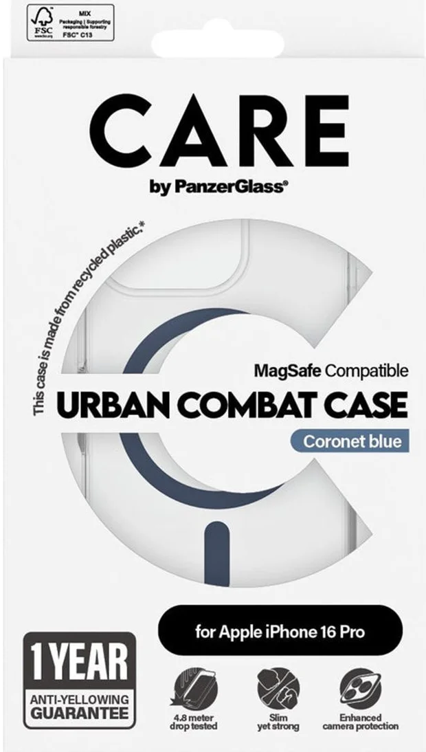PanzerGlass CARE Urban Combat iPhone 16 Pro Hoesje Transparant Blauw afbeelding 4