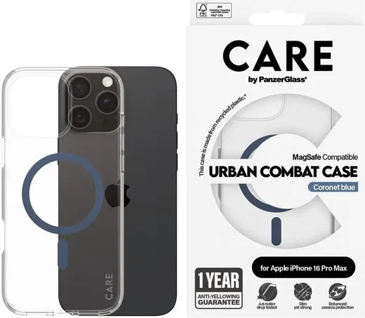 PanzerGlass CARE Urban Combat iPhone 16 Pro Max Hoesje Transparant Blauw afbeelding 3