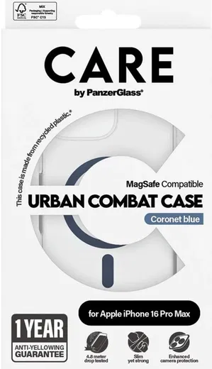 PanzerGlass CARE Urban Combat iPhone 16 Pro Max Hoesje Transparant Blauw afbeelding 4