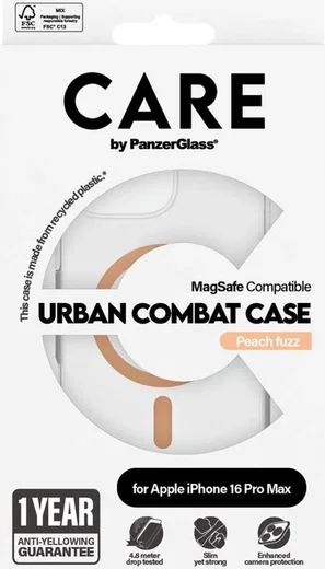 PanzerGlass CARE Urban Combat iPhone 16 Pro Max Hoesje Transparant Peach afbeelding 4