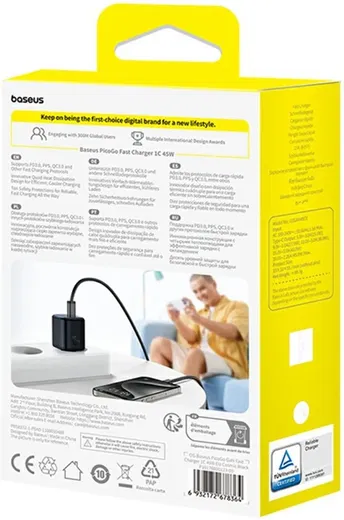 Baseus PicoGo GaN 45W Compacte Fast Charger USB-C Zwart afbeelding 12