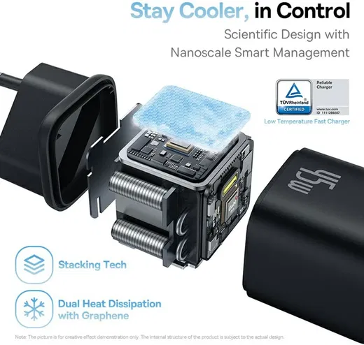 Baseus PicoGo GaN 45W Compacte Fast Charger USB-C Zwart afbeelding 5