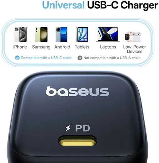Baseus PicoGo GaN 45W Compacte Fast Charger USB-C Zwart afbeelding 7