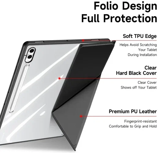 Dux Ducis Magi Samsung Galaxy Tab S10/S9/S8 Ultra Hoes V-Fold Book Case Zwart afbeelding 7