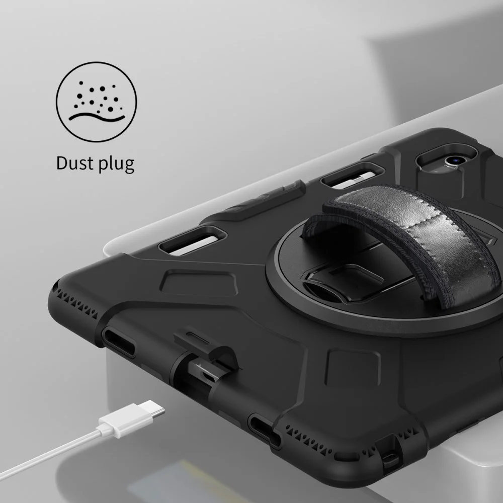 iPad 11 (2025) /10.9 (2022) Hoes met Handriem & 360° Standaard Zwart Back Cover afbeelding 4