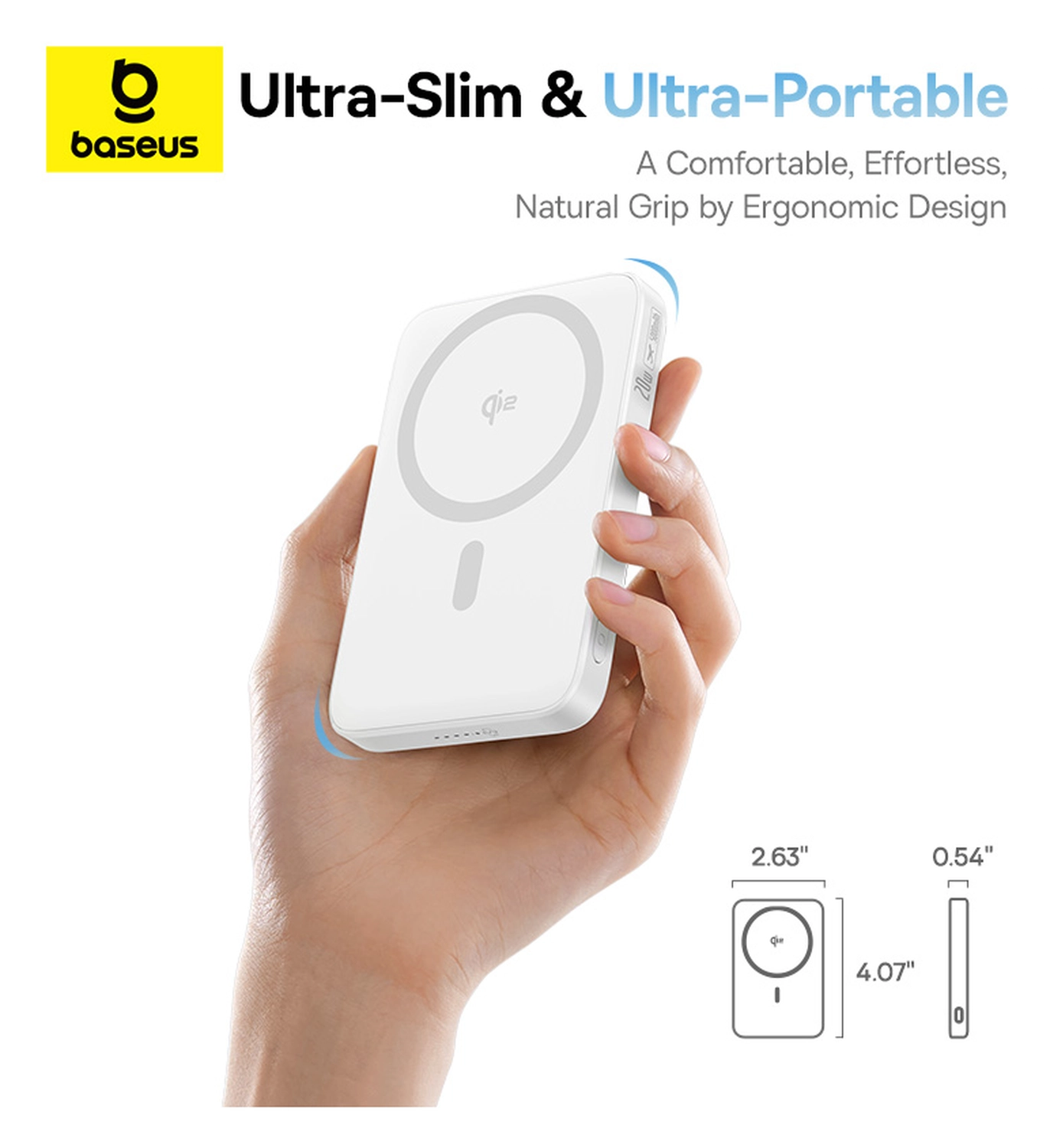 Baseus PicoGo Qi2 / MagSafe Powerbank 20W met USB-C Poort 5.000 mAh Wit afbeelding 9