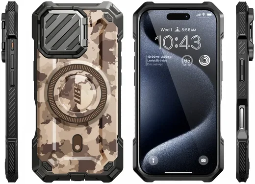 SUPCASE UB Pro MagXT iPhone 16 Pro Max Hoesje Camera Protector Camo Bruin afbeelding 3