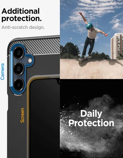 Spigen Rugged Armor Samsung Galaxy A16 Hoesje Back Cover Matte Zwart afbeelding 3