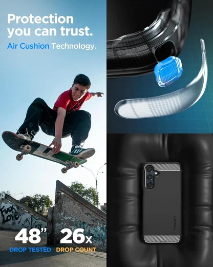 Spigen Rugged Armor Samsung Galaxy A16 Hoesje Back Cover Matte Zwart afbeelding 5