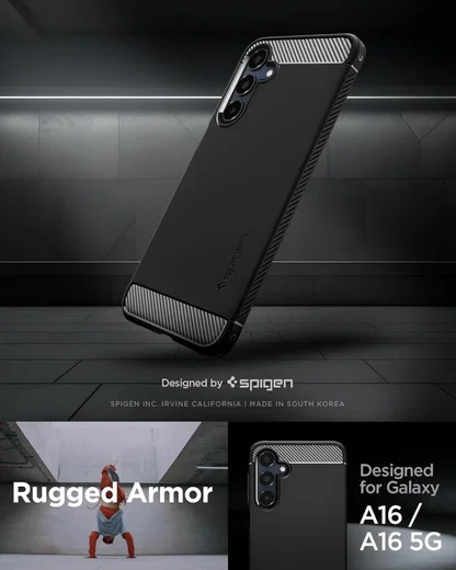 Spigen Rugged Armor Samsung Galaxy A16 Hoesje Back Cover Matte Zwart afbeelding 7