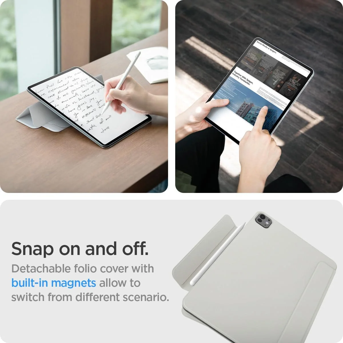 Spigen Air Skin Folio OneTap iPad Pro 13 (2024/2025) Hoes Book Case Grijs afbeelding 6