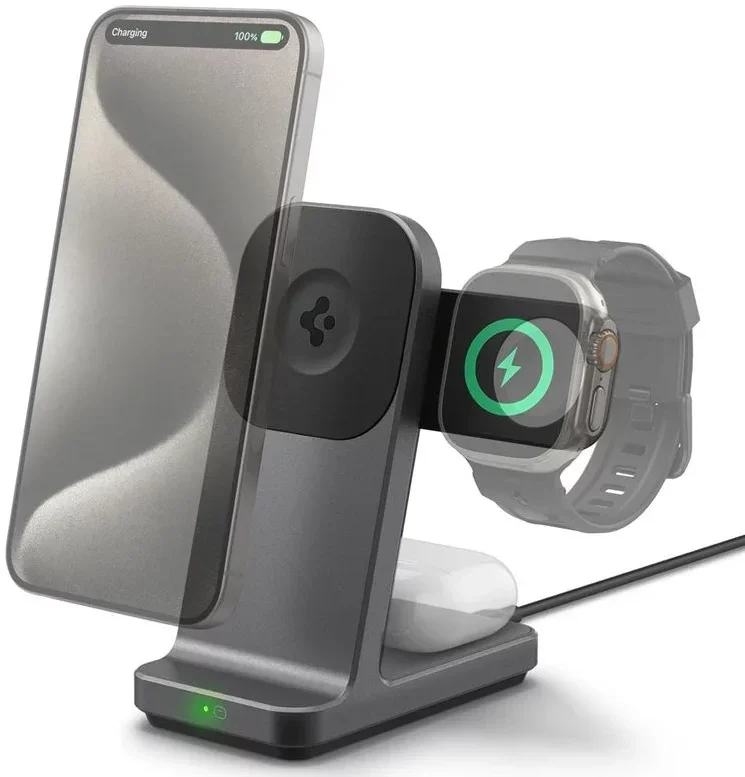 Spigen OneTap Pro 3-in-1 Draadloos Oplaadstation iPhone/Apple Watch/AirPods 15W afbeelding 1
