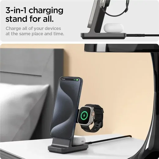 Spigen OneTap Pro 3-in-1 Draadloos Oplaadstation iPhone/Apple Watch/AirPods 15W afbeelding 7