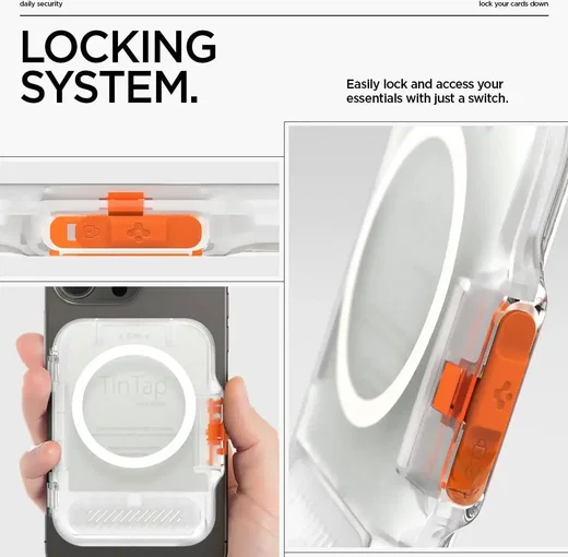 Spigen TinTap Magfit+ Kaart Houder met MagSafe Frost Clear afbeelding 6