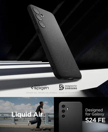 Spigen Liquid Air Samsung Galaxy S24 FE Hoesje Back Cover Matte Zwart afbeelding 2