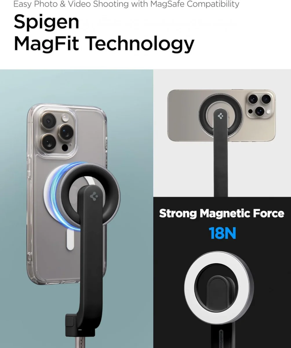 Spigen S571W MagSafe Bluetooth Selfie Stick / Tripod Statief Zwart afbeelding 6