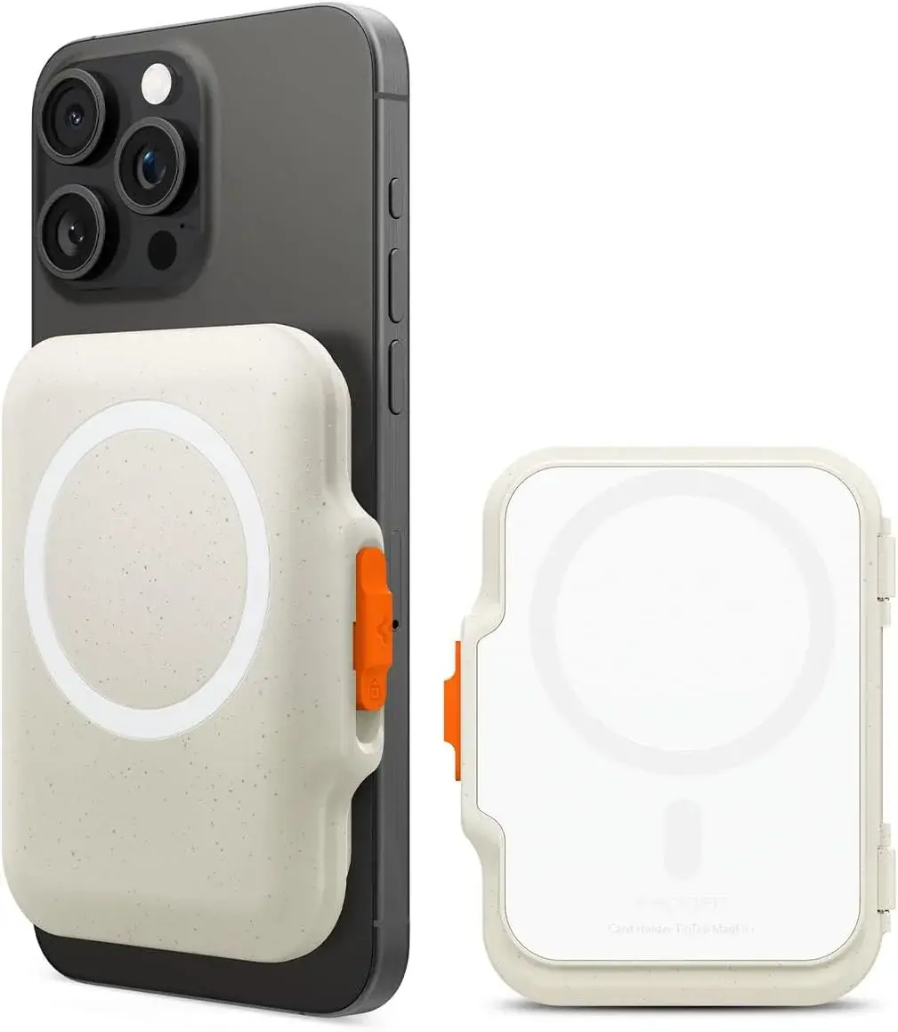 Spigen TinTap Magfit+ Kaart Houder met MagSafe Beige afbeelding 1