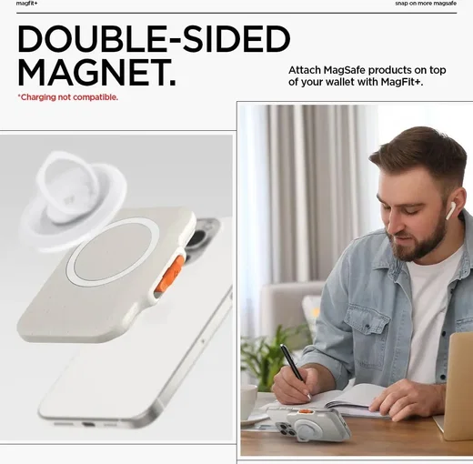 Spigen TinTap Magfit+ Kaart Houder met MagSafe Beige afbeelding 8