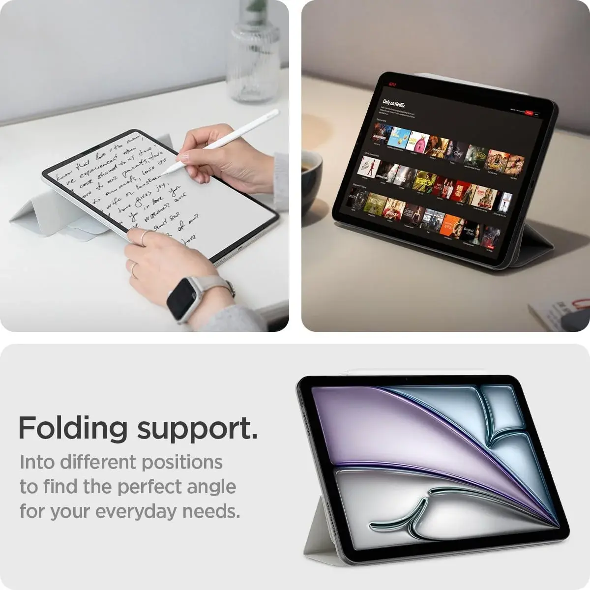 Spigen Air Skin Folio OneTap iPad Air 13 (24/25) Hoes Book Case 2 in 1 Grijs afbeelding 10