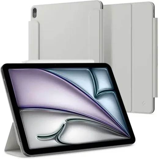 Spigen Air Skin Folio OneTap iPad Air 13 (24/25) Hoes Book Case 2 in 1 Grijs afbeelding 1