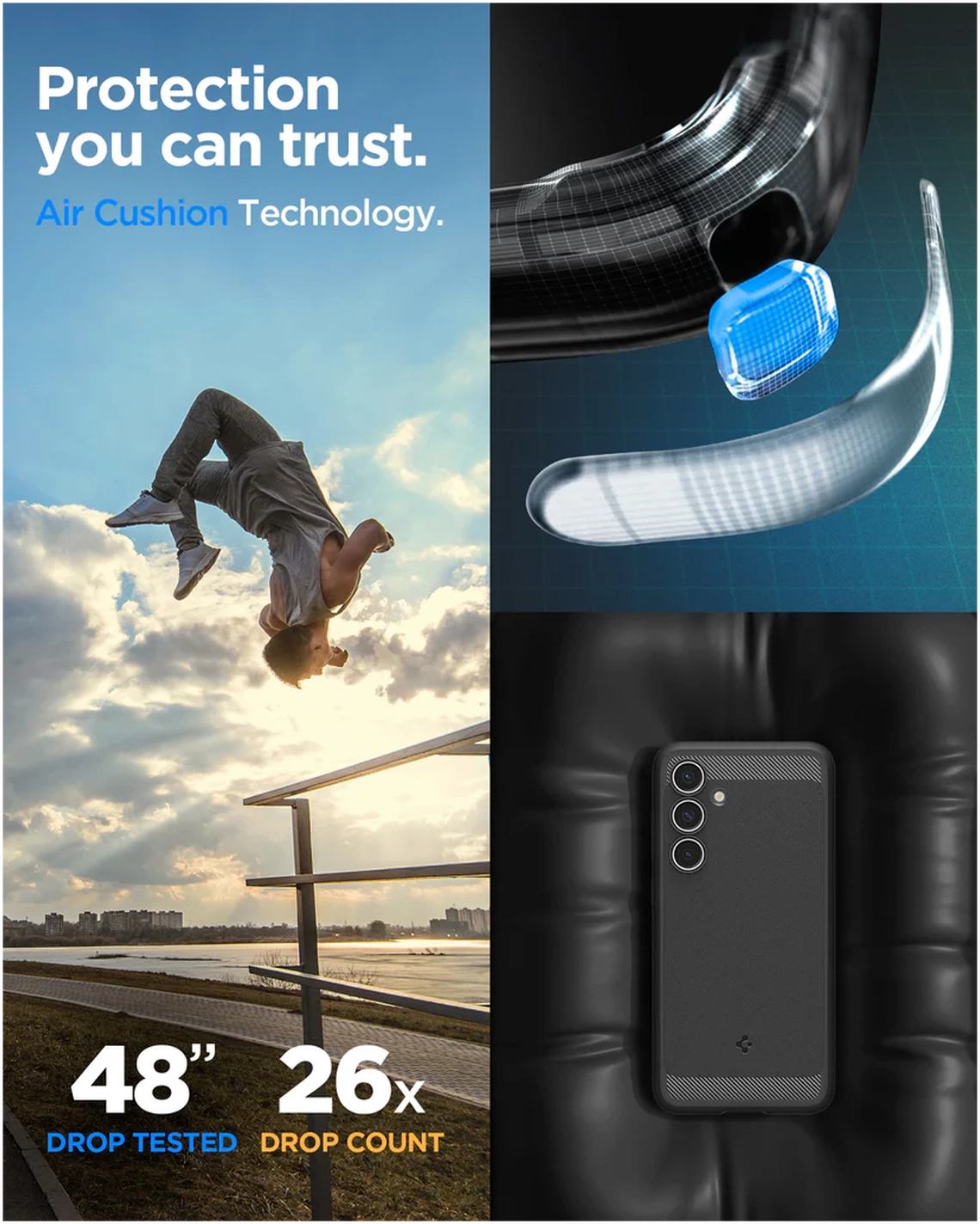 Spigen Rugged Armor Samsung Galaxy S24 FE Hoesje Back Cover Matte Zwart afbeelding 7