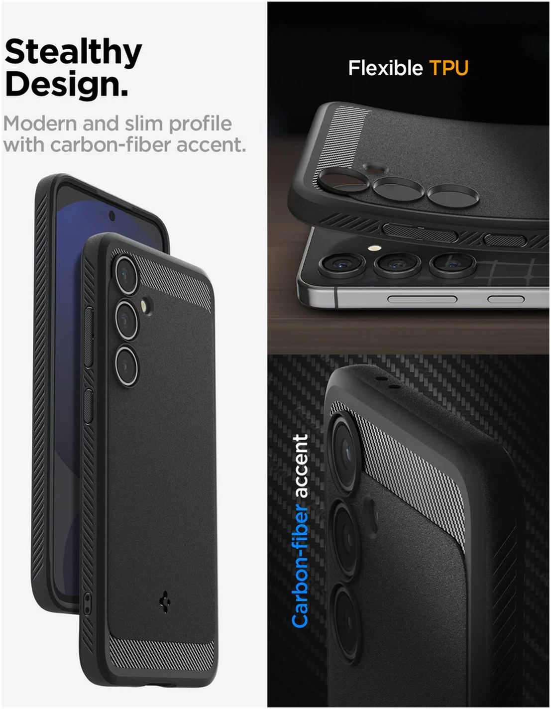 Spigen Rugged Armor Samsung Galaxy S24 FE Hoesje Back Cover Matte Zwart afbeelding 3