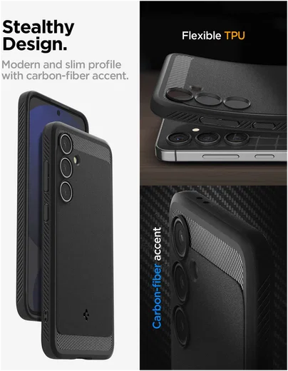 Spigen Rugged Armor Samsung Galaxy S24 FE Hoesje Back Cover Matte Zwart afbeelding 3