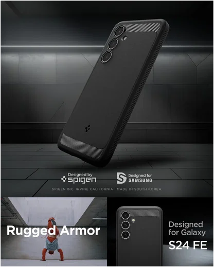 Spigen Rugged Armor Samsung Galaxy S24 FE Hoesje Back Cover Matte Zwart afbeelding 6