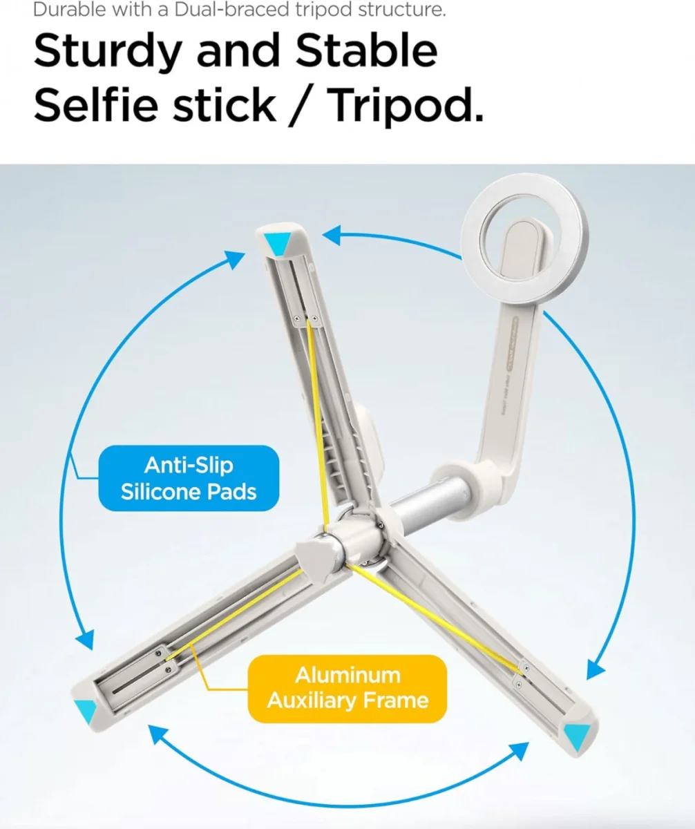 Spigen S571W MagSafe Bluetooth Selfie Stick / Tripod Statief Beige afbeelding 3