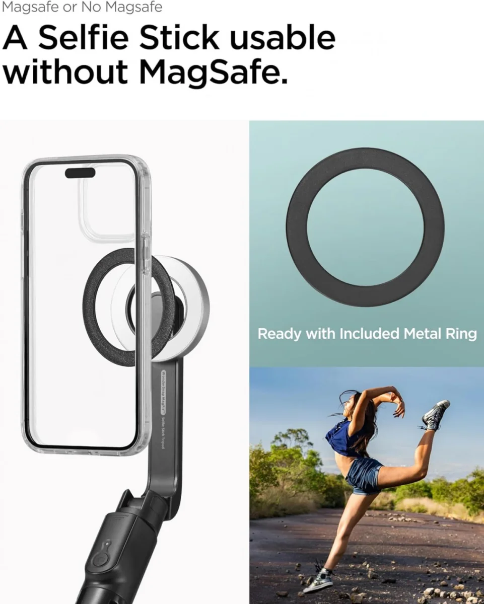 Spigen S580W MagSafe Bluetooth Selfie Stick / Tripod Statief Zwart afbeelding 5